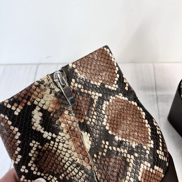 Nine West Ankle Pointy Toe Heels Boots size 7.5M Faux Snake Skin Brown Textured - Picture 11 of 14